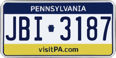 PA license plate JBI3187