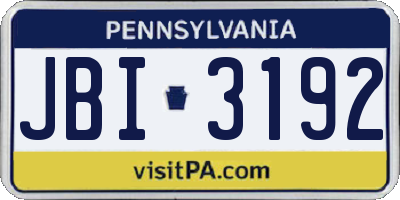 PA license plate JBI3192