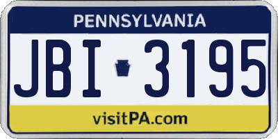 PA license plate JBI3195