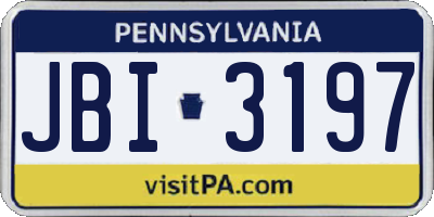 PA license plate JBI3197