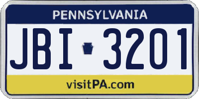 PA license plate JBI3201