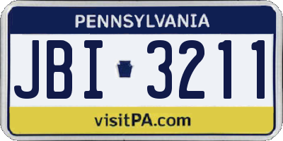PA license plate JBI3211