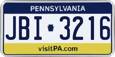 PA license plate JBI3216