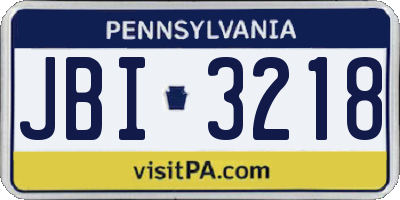 PA license plate JBI3218