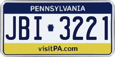PA license plate JBI3221