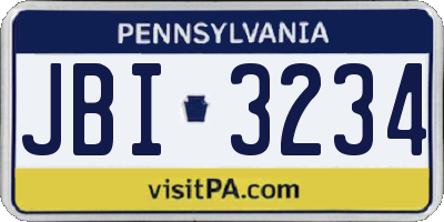 PA license plate JBI3234