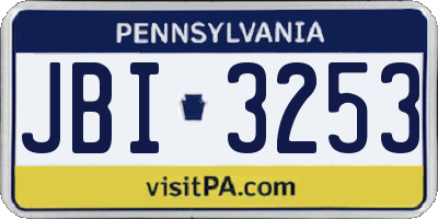 PA license plate JBI3253