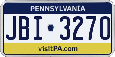 PA license plate JBI3270