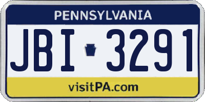 PA license plate JBI3291