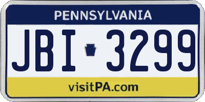PA license plate JBI3299