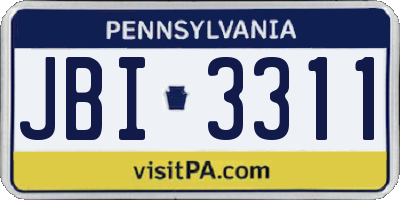 PA license plate JBI3311
