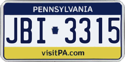 PA license plate JBI3315