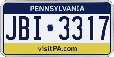 PA license plate JBI3317