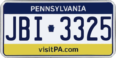 PA license plate JBI3325