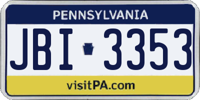 PA license plate JBI3353
