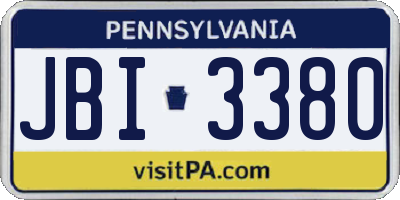 PA license plate JBI3380