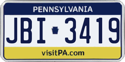 PA license plate JBI3419