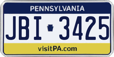 PA license plate JBI3425