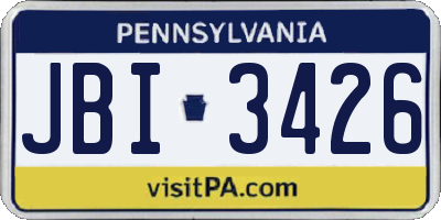 PA license plate JBI3426