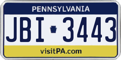 PA license plate JBI3443