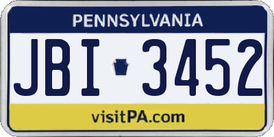 PA license plate JBI3452