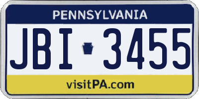 PA license plate JBI3455