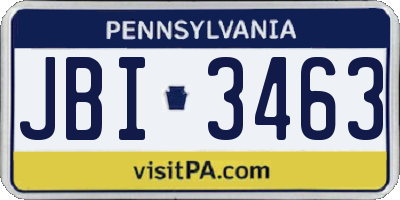 PA license plate JBI3463