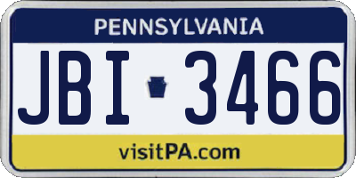 PA license plate JBI3466