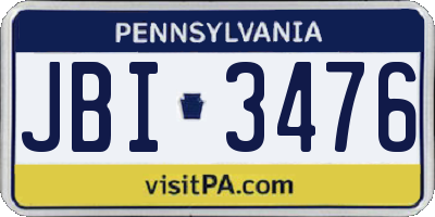 PA license plate JBI3476