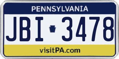 PA license plate JBI3478
