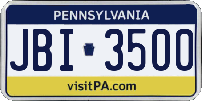 PA license plate JBI3500