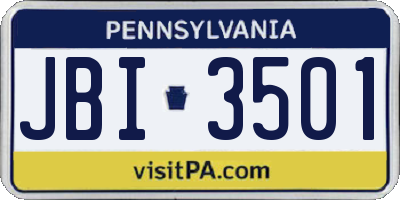 PA license plate JBI3501