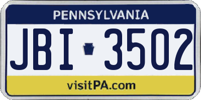 PA license plate JBI3502