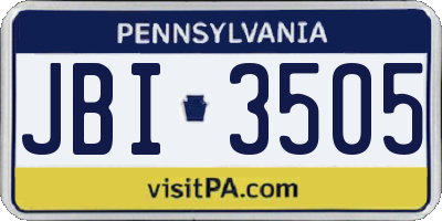 PA license plate JBI3505