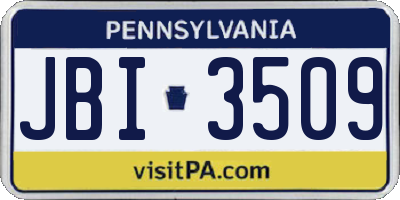 PA license plate JBI3509