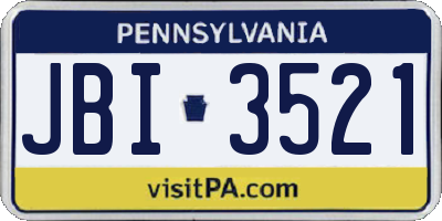 PA license plate JBI3521