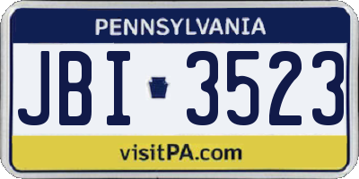 PA license plate JBI3523