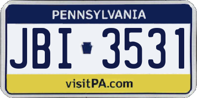 PA license plate JBI3531