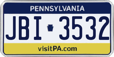 PA license plate JBI3532