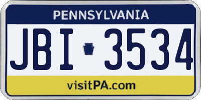 PA license plate JBI3534