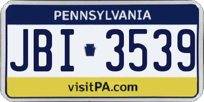 PA license plate JBI3539