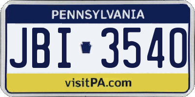 PA license plate JBI3540