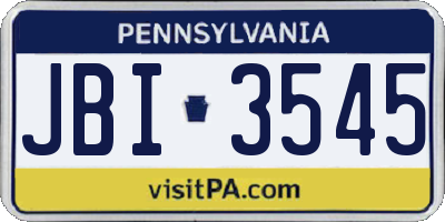 PA license plate JBI3545