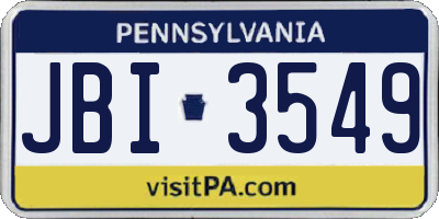 PA license plate JBI3549