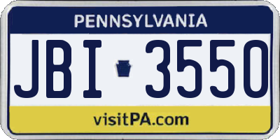 PA license plate JBI3550