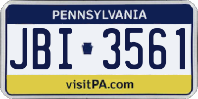 PA license plate JBI3561