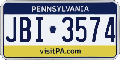 PA license plate JBI3574