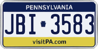 PA license plate JBI3583