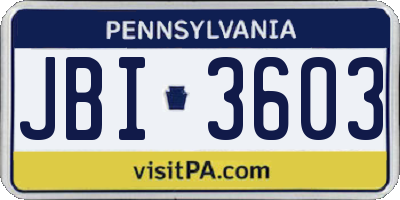 PA license plate JBI3603