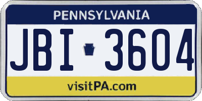 PA license plate JBI3604